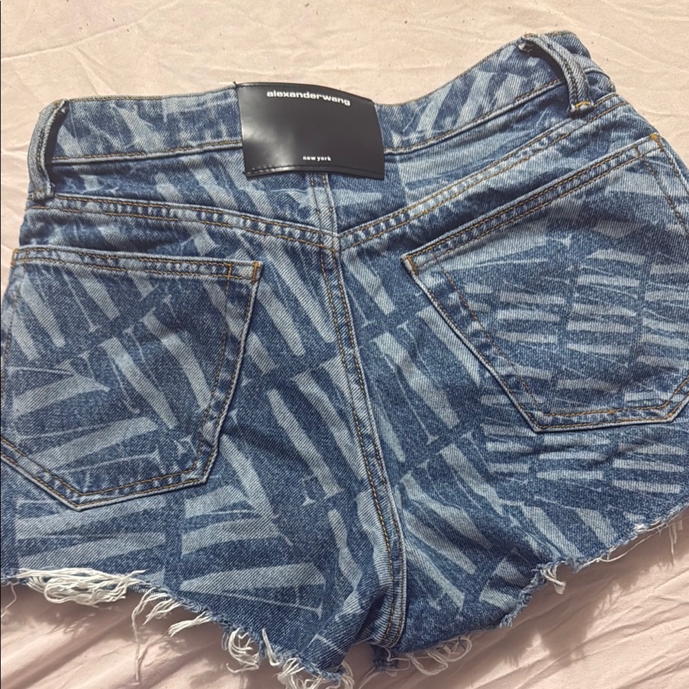 Alexander Wang Patterned Blue Jean Shorts